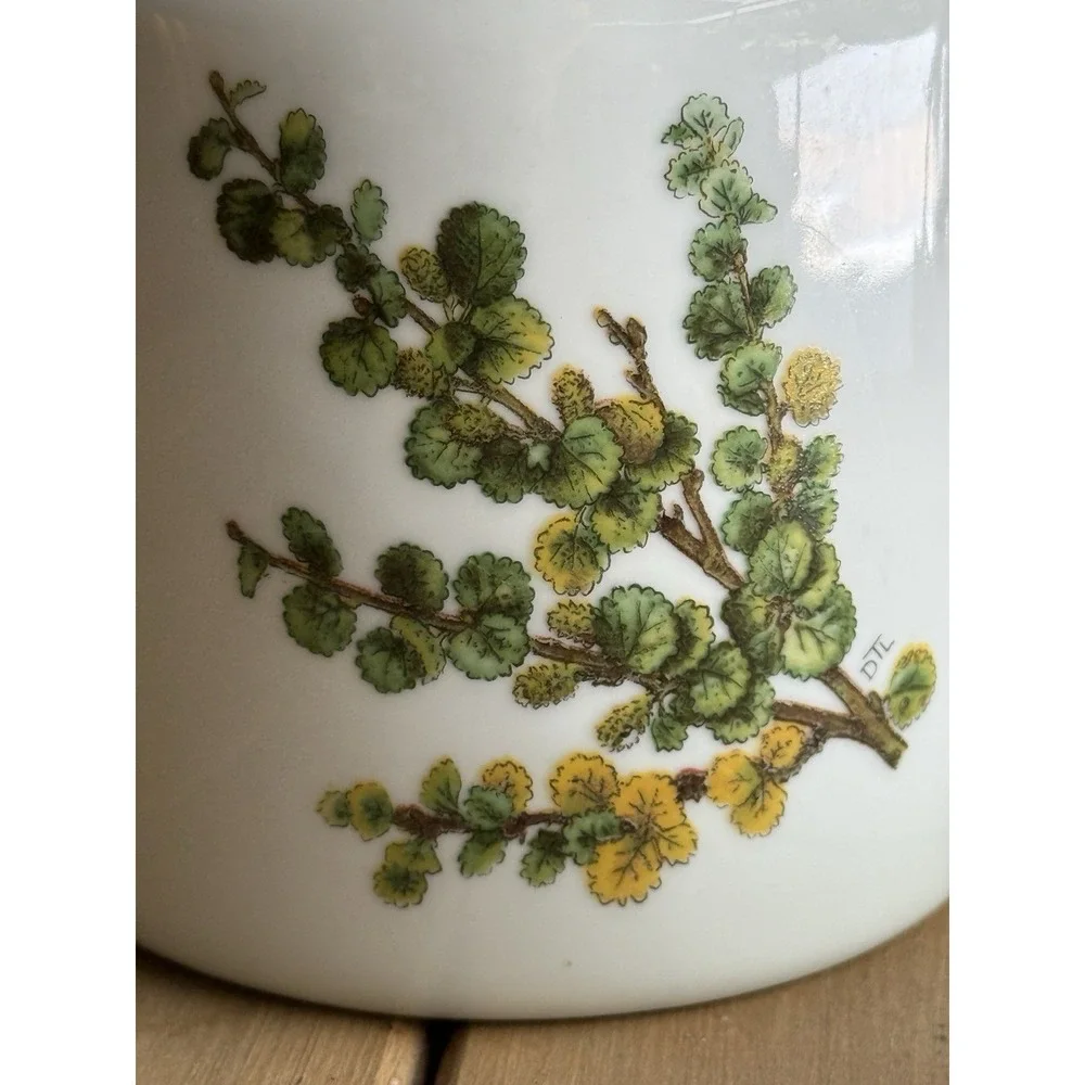 Porsgrund Norway Teapot Vtg MCM Botanical Leaf Branch DTL Signed Anchor Mark Vtg